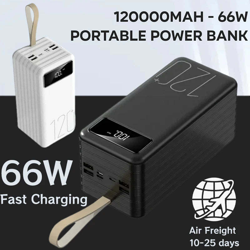 120000mAh 66W Fast Charging Portable Power Bank