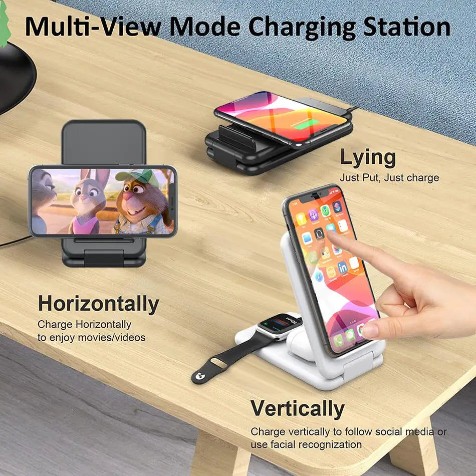 4 in 1  Fast Wireless Charger Stand For iPhone 13 12 14