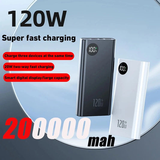 200000mAh Ultralarge Capacity 120W Power Bank Super Fast Charging